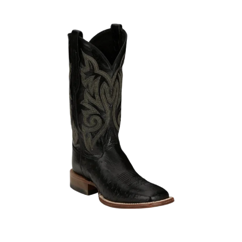 Justin Men's Pascoe Cowboy Classic Black Smooth Black Boots