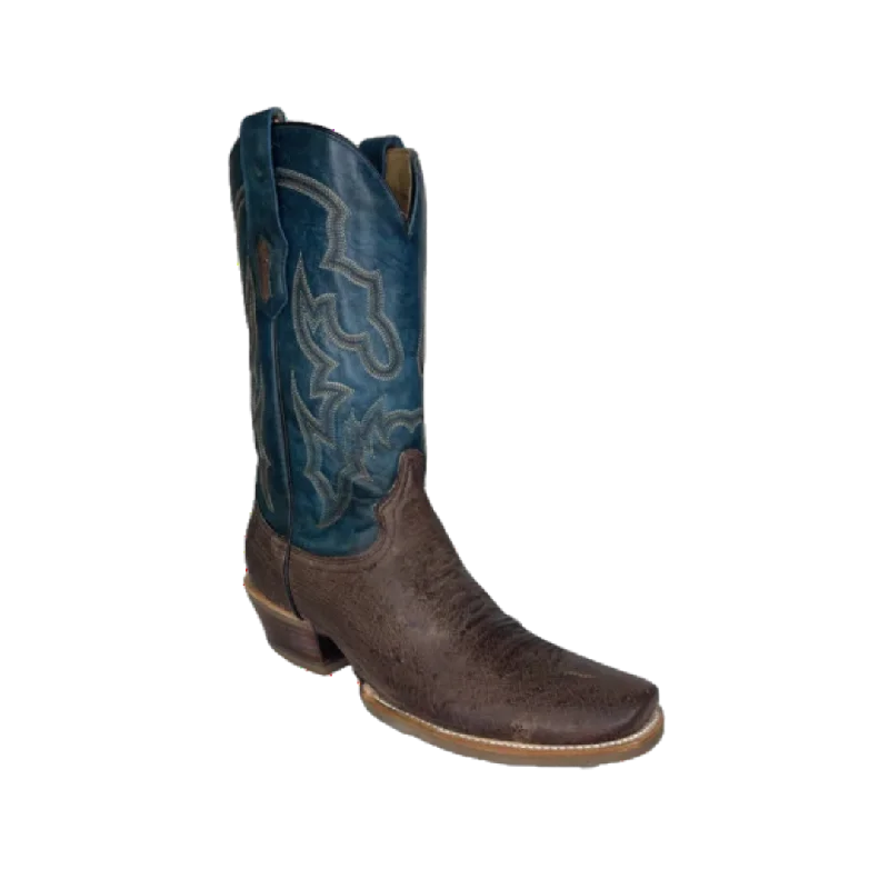 Corral Men's Smooth Ostrich Horseman Toe Brown & Navy Boots