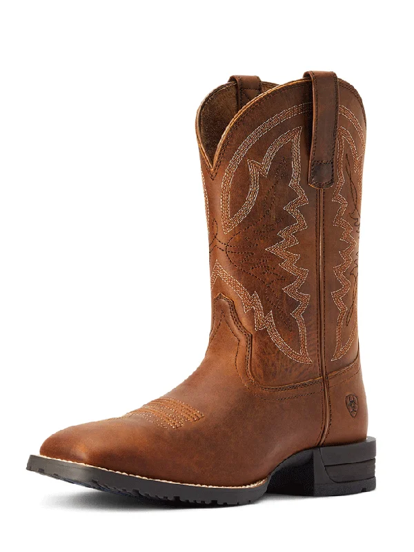 Ariat 10042395 Mens Hybrid Ranchwork Western Boot Thatch Brown