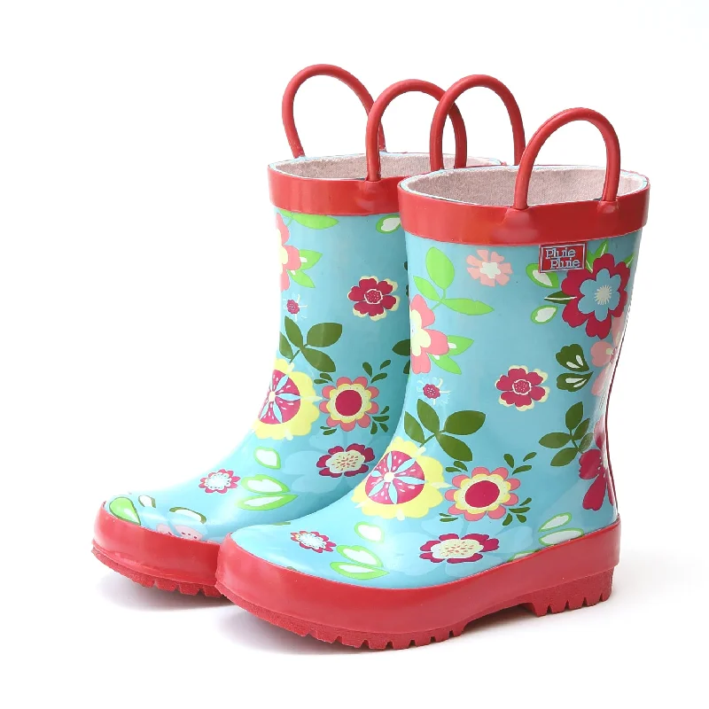 Blue Floral Rain Boot