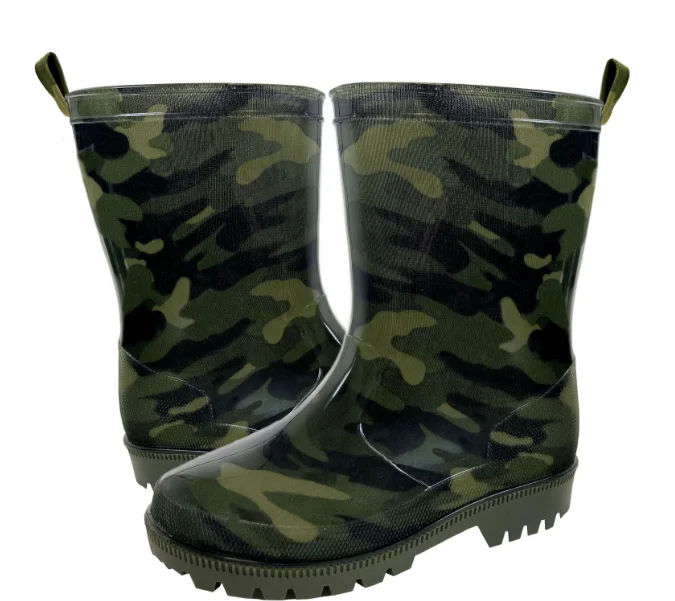 Boys Green Camo Rain Boot