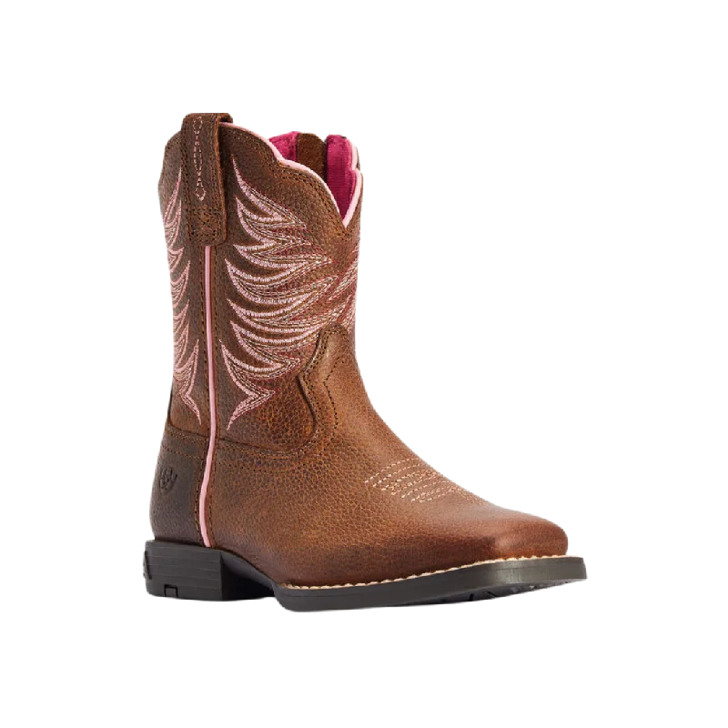 Ariat Kid's Firecatcher Pink and Rowdy Brown Boots