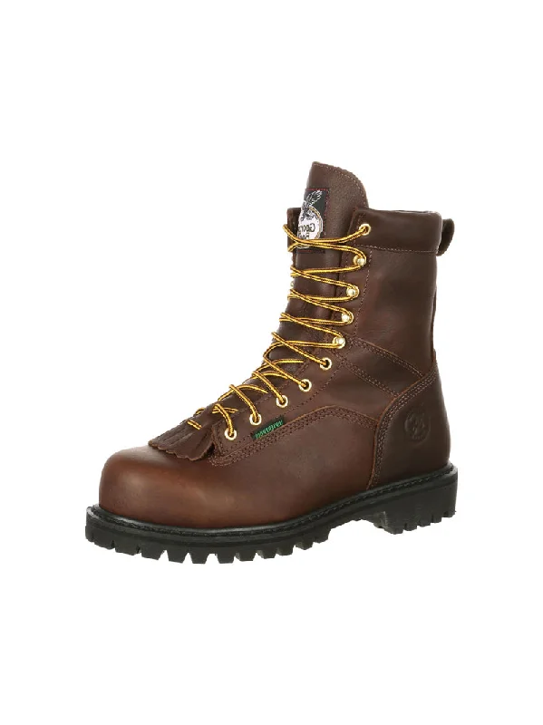 Georgia G8341 Mens Lace Up Steel Toe Waterproof Work Boot Chocolate - B