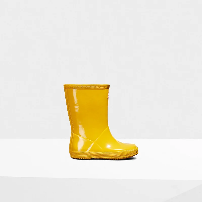 Hunter Yellow Original Kids First Gloss Rainboot