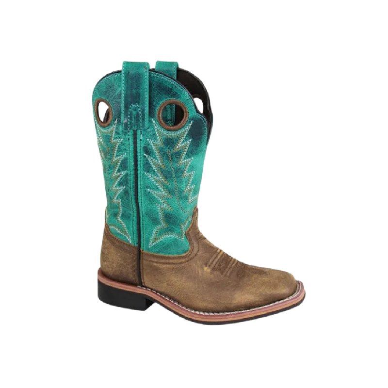 Smoky Mountain Kid's Brown Distress/Turquoise Leather Youth sized Boots