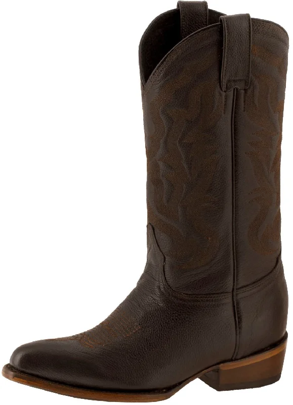 Mens Brown Classic Leather Leather Cowboy Boots - J Toe