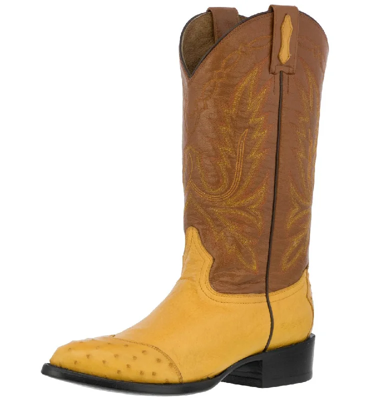 Mens Buttercup Ostrich Skin Leather Cowboy Boots - J Toe