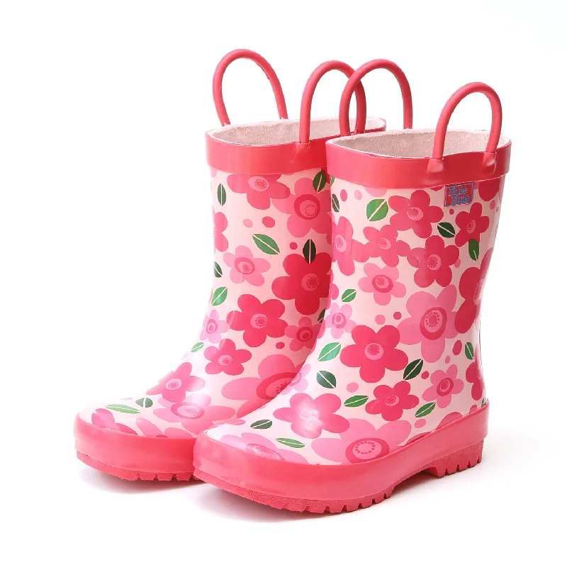 Pink Flower Rain Boot