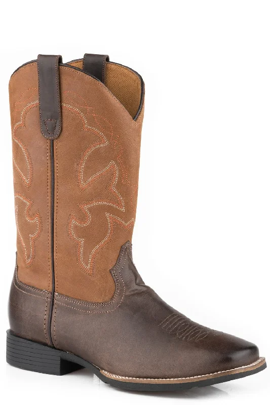 Roper Mens Brown/Tan Leather Monterey Cowboy Boots