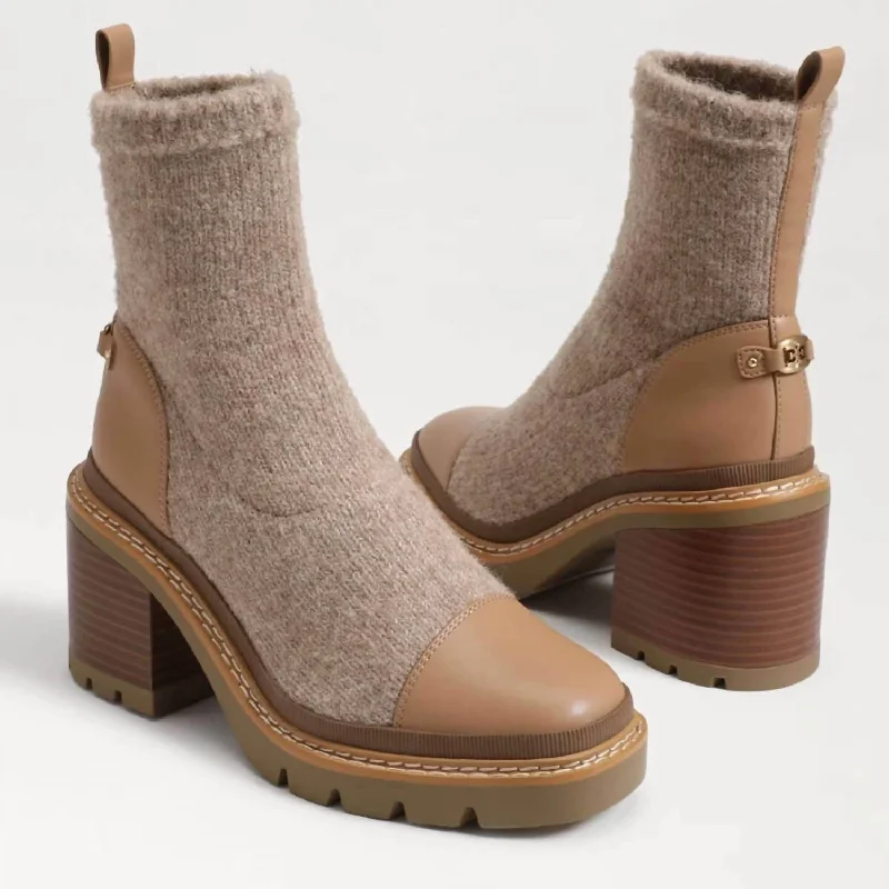 Rozanna Knit Bootie In Luxe Tan