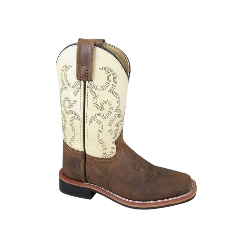 Smoky Mountain Kid's Brown/Cream Scout Leather Square Toe Youth Western Boots