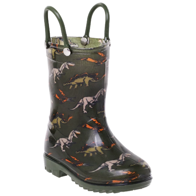 Toddler Boys Shiny Dino Printed Rain Boot