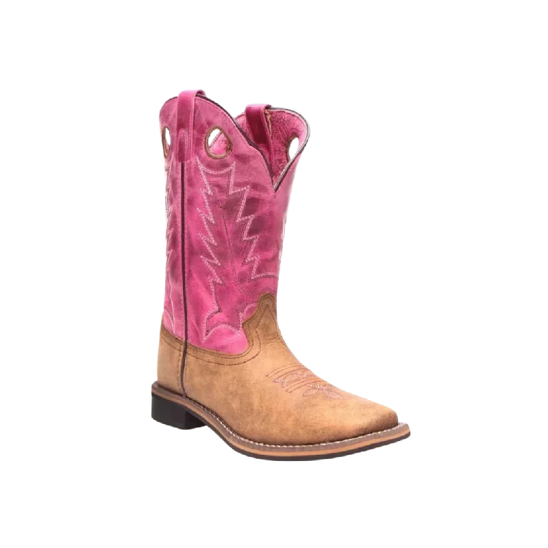 Smoky Mountain Kid's Brown/Pink Distress Autry Square Toe Toddler Boots