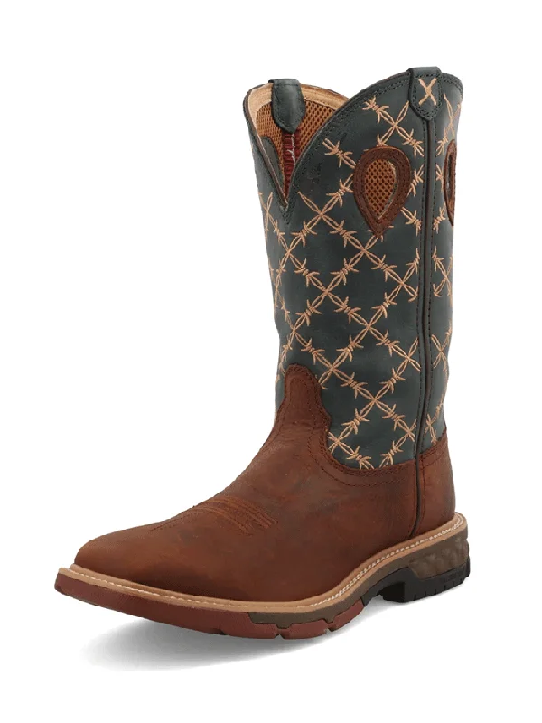 Twisted X MXB0005 Mens Western Work Boot Mocha & Slate - 14.5