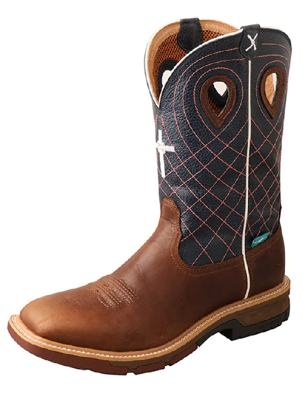 Twisted X MXBW001 Mens Waterproof Western Work Boot Mocha Navy - Ø