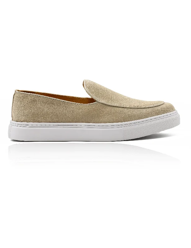 Beige Suede Leather Loafers