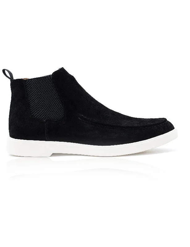 Black Suede Chelsea Boots Low Top