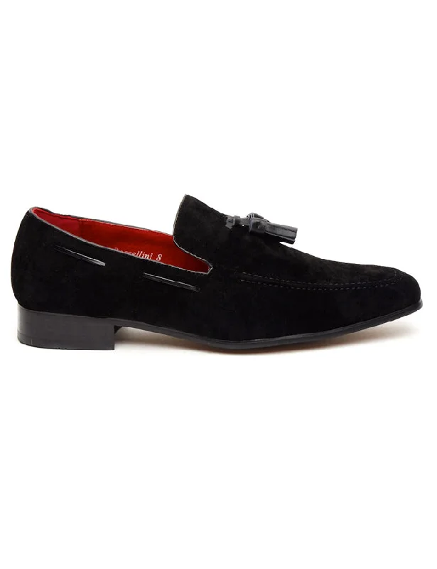 BLACK SUEDE FAUX LEATHER SHOES