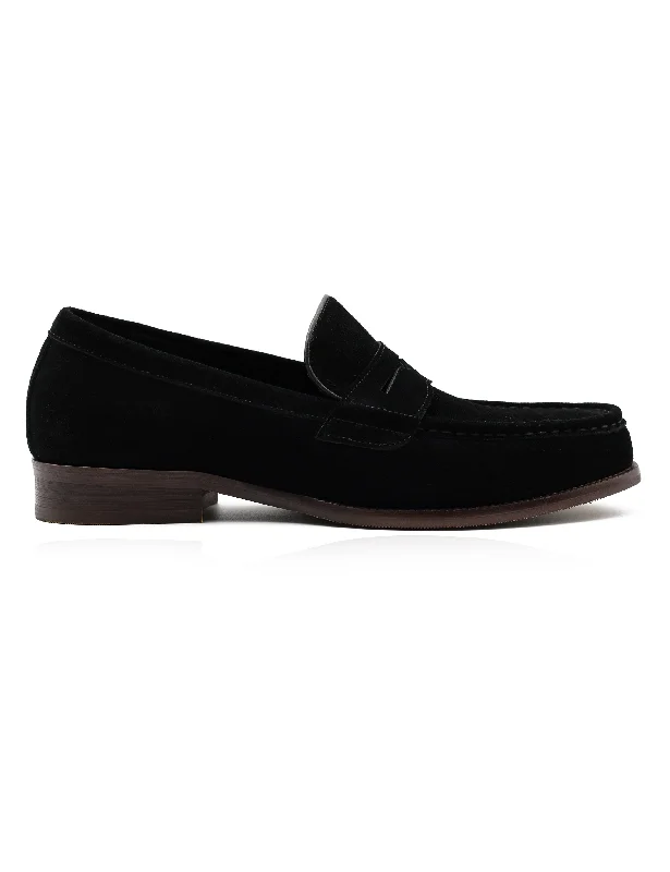 BLACK SUEDE LEATHER PENNY LOAFERS