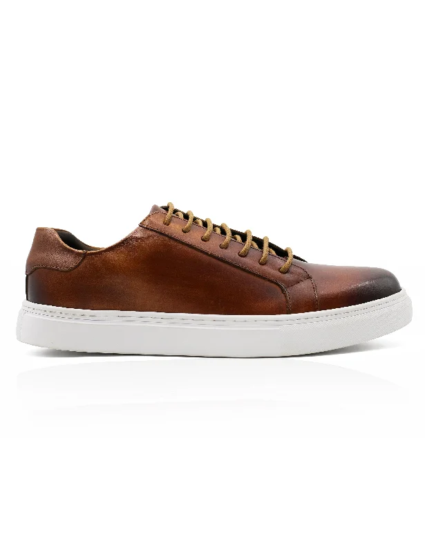 Dark Tan Leather Trainers