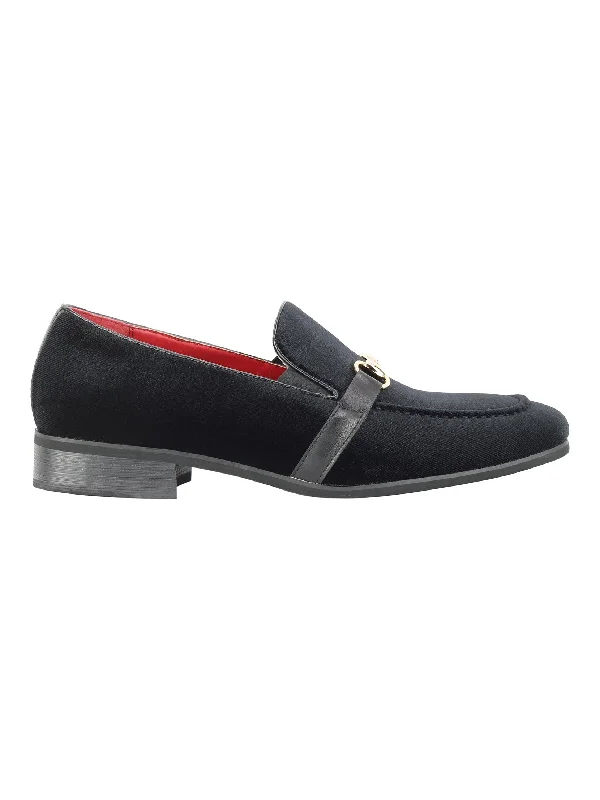 FAUX  LEATHER VELVET LOAFERS WITH BUCKLE