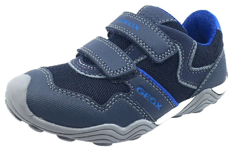 GEOX Boy's Arno Hook and Loop Sneaker (Navy/Royal Blue)