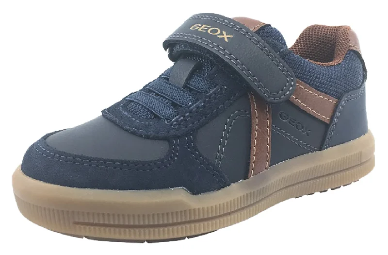 Geox Boy's J Arzach Sneaker Shoes, Navy/Brown