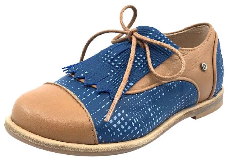 Manuela de Juan Boy's and Girl's Tan and Blue Diana Oxford