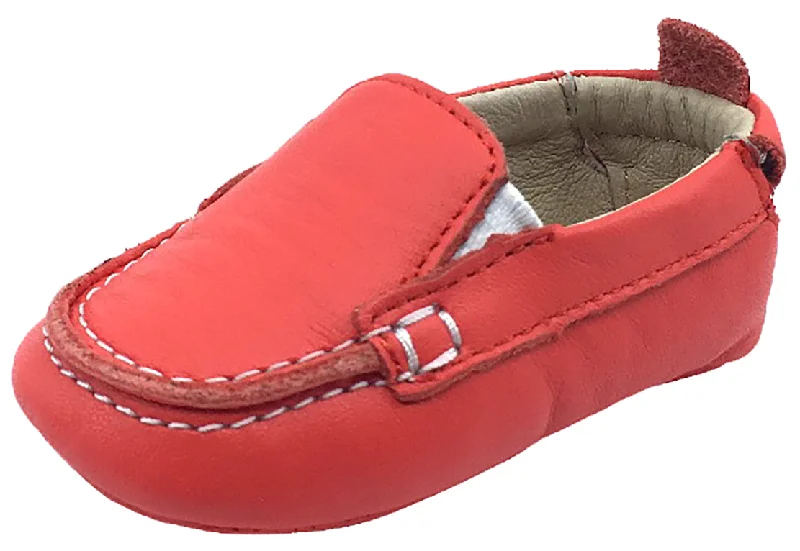 Old Soles Girl's and Boy's Red Baby Boat Shoes