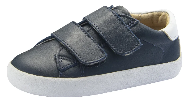 Old Soles Boy's Toddy Hook and Loop Closure Sneaker Shoes, Navy/Snow