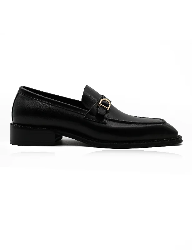 POLISHED BLACK LEATHER SINGLE MONK SHOES