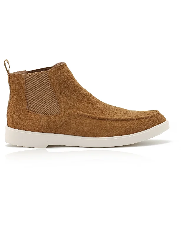 Tan Suede Chelsea Boots Low Top