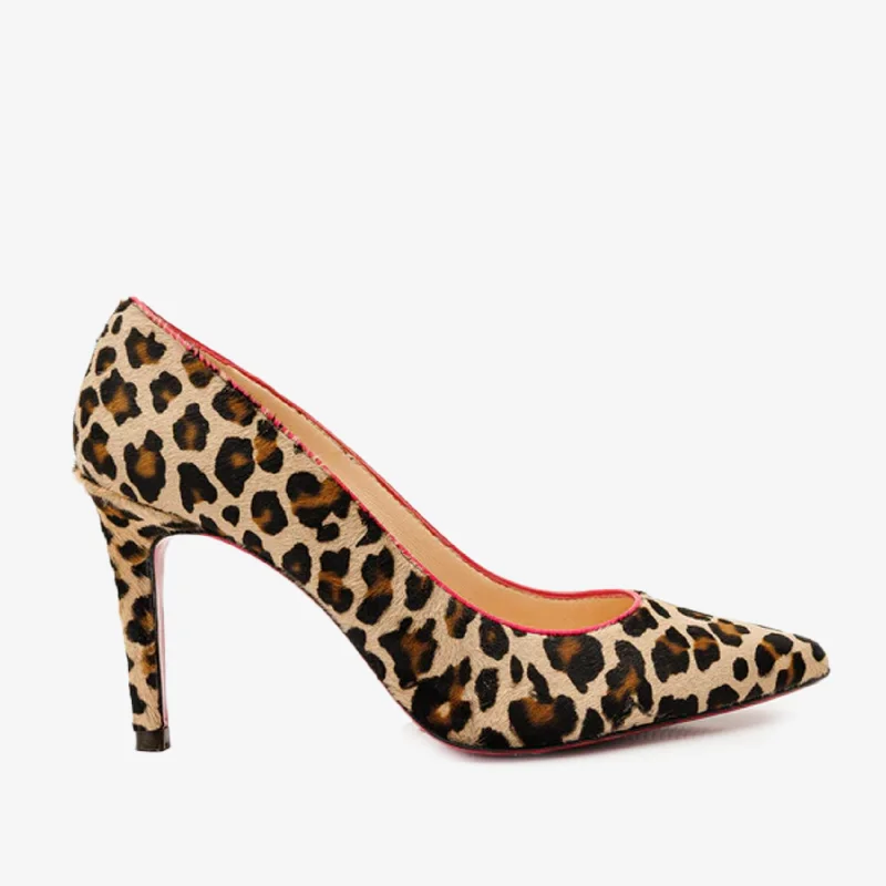 The Olbia Leopard Leather Pump Fuchsia Sole Women Shoe